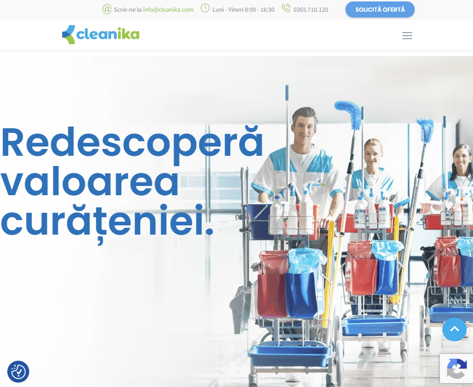 Screenshot Cleanika - servicii curățenie profesională